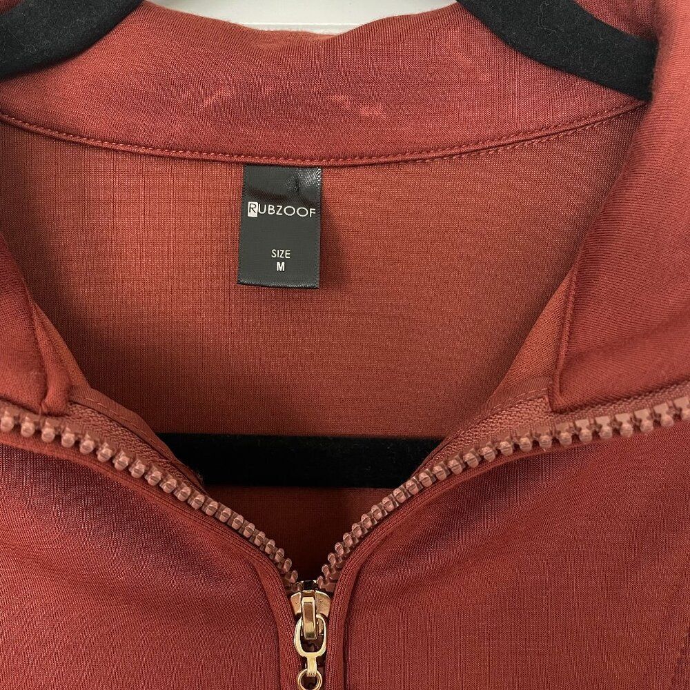 Rubzoof Quarter Zip Sweater Women M Rust Long Sleeve Henley Knit Casual Pullover - Picture 5 of 6